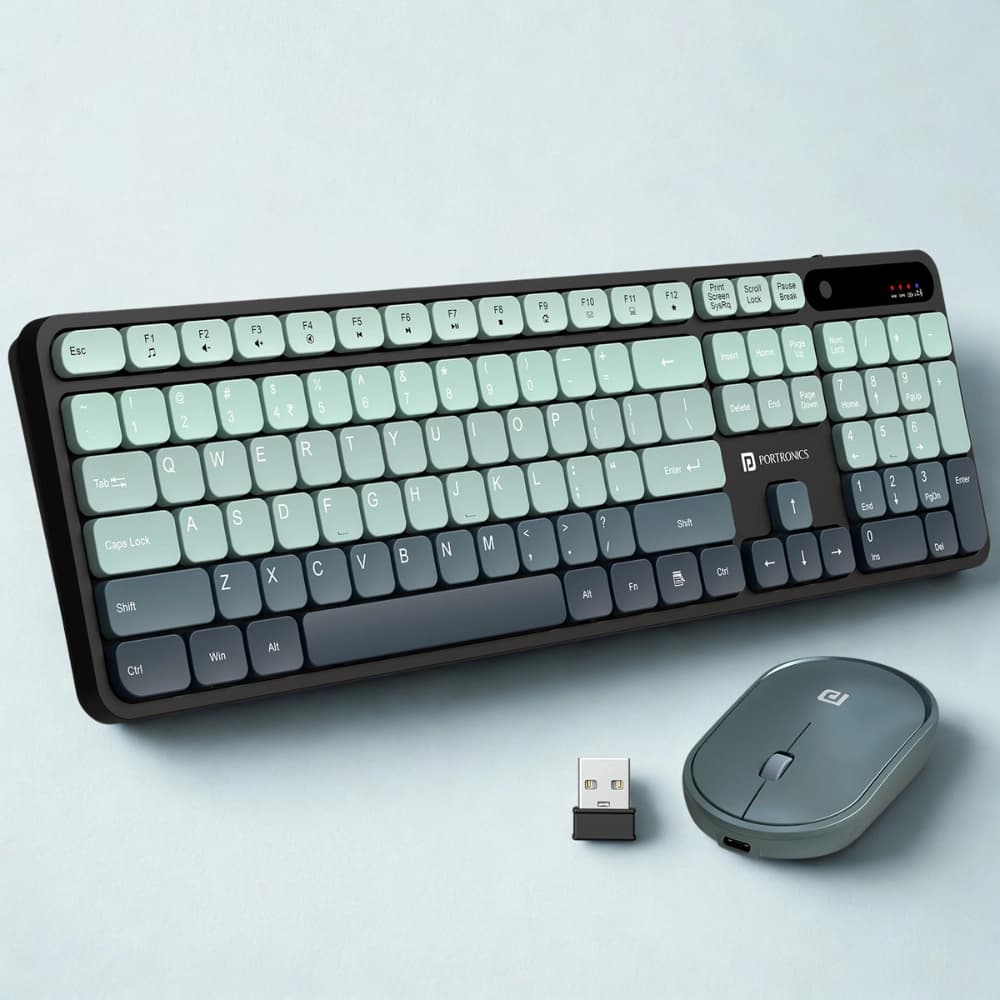 Portronics Key11 Combo Wireless Keyboard & Mouse Set with Bluetooth 5.3, Type-C Charging & Gradient Keys